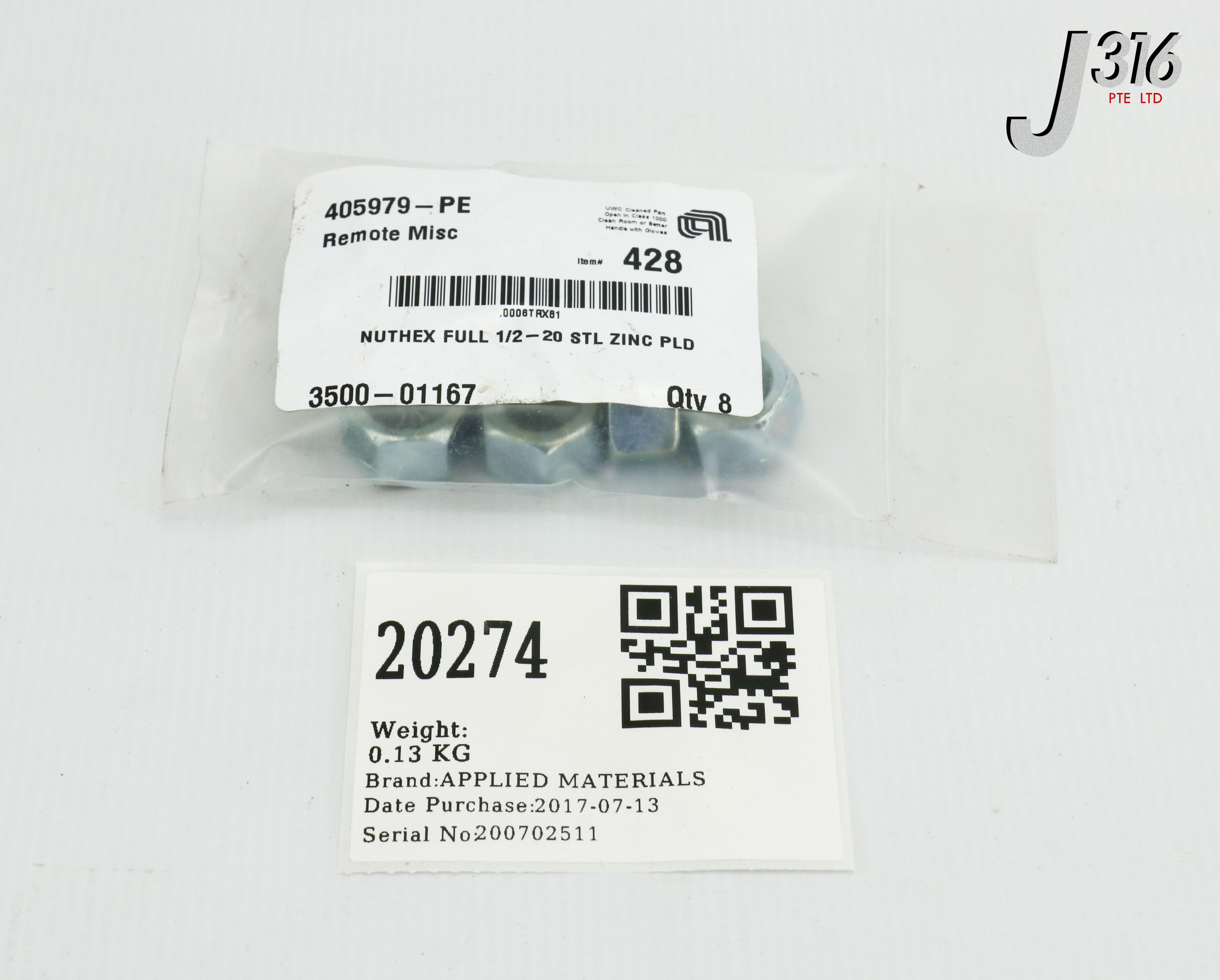 オーダー専用 20274 APPLIED MATERIALS NUTHEX FULL 1/2-20 STL ZINC 3500-01167 | eBay